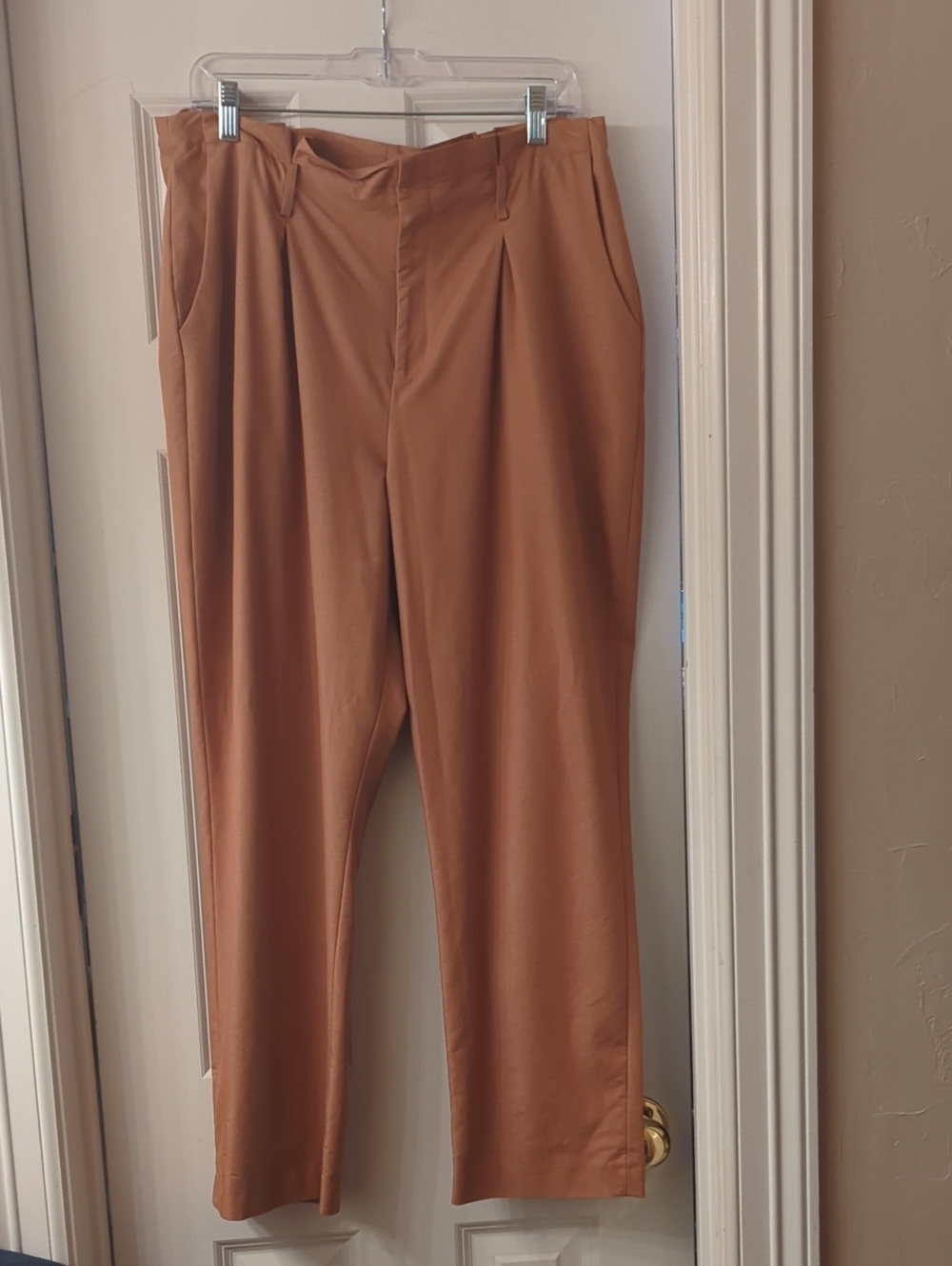 ANTONIO MELANI Pleated Straight-Leg Pants — Tan